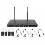 NU4 Quad Wireless Microphone System UHF Headset Lapel