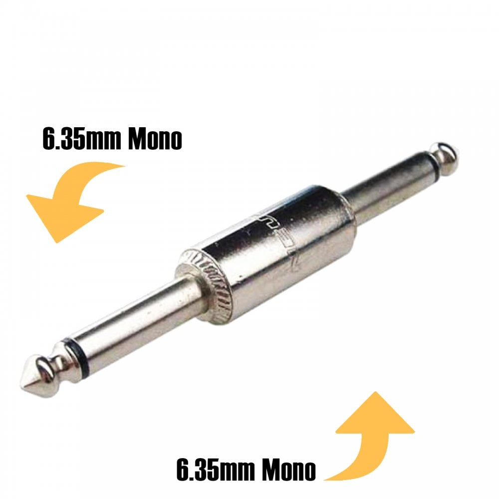 Twin Mono 6.35mm Jack Plug Coupler Adaptor