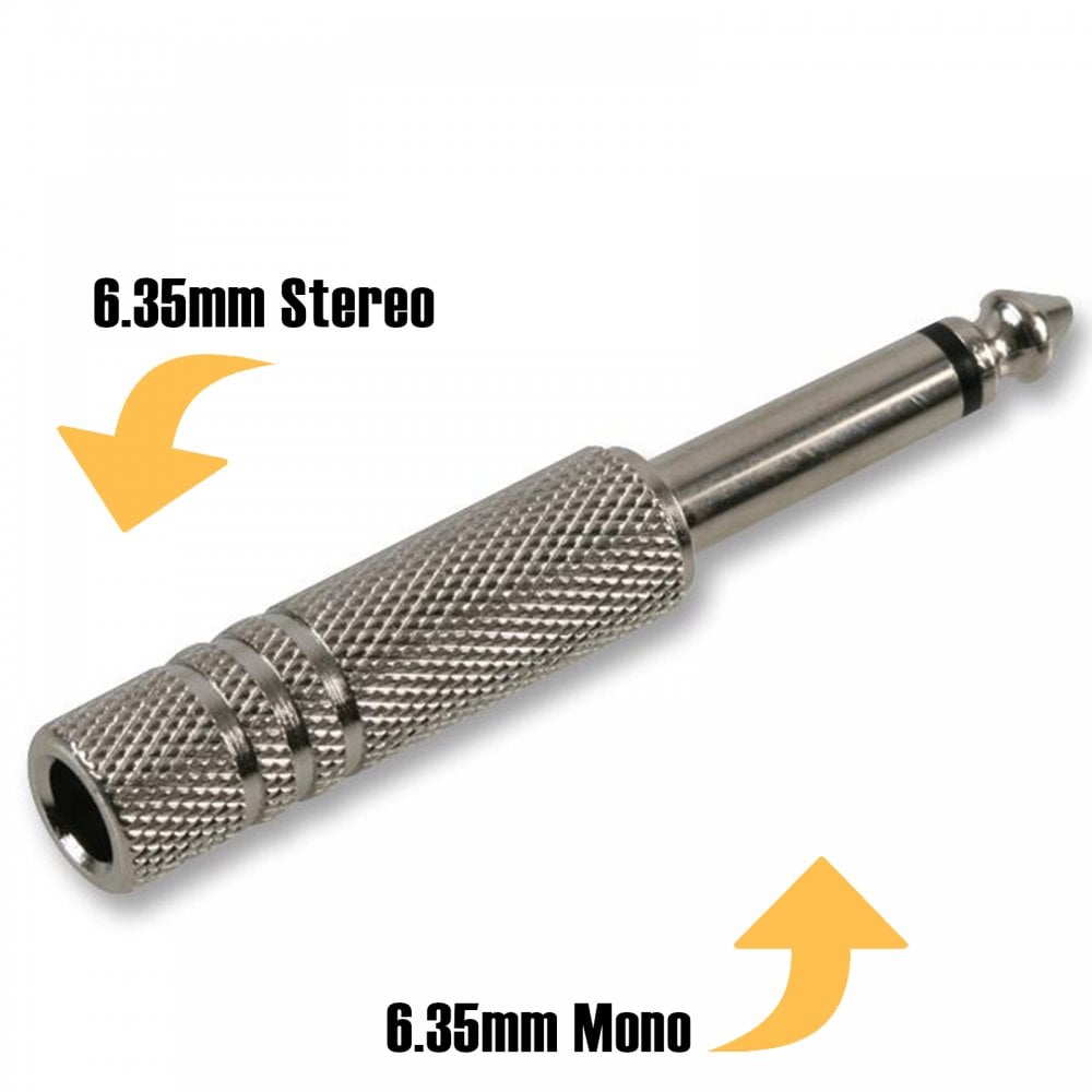 6.35mm Mono Jack to 6.35mm Stereo Socket Adaptor