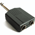 6.35mm Mono Plug to 2 x 6.35mm Mono Sockets Adaptor