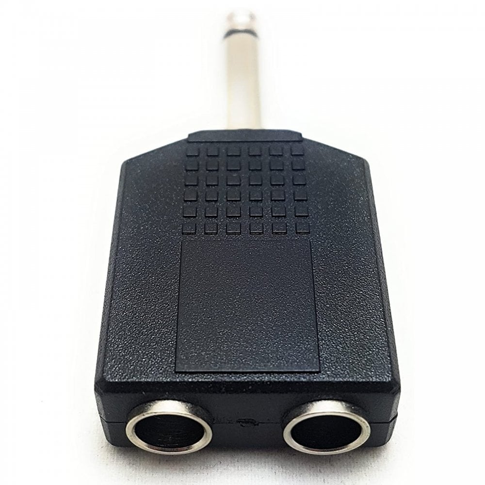 6.35mm Mono Plug to 2 x 6.35mm Mono Sockets Adaptor