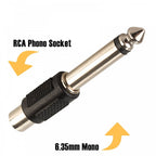 6.35mm Mono Jack Plug to RCA Phono Socket Adaptor