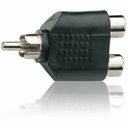 RCA Phono Male Plug to Twin RCA Phono Female Socket Adaptor