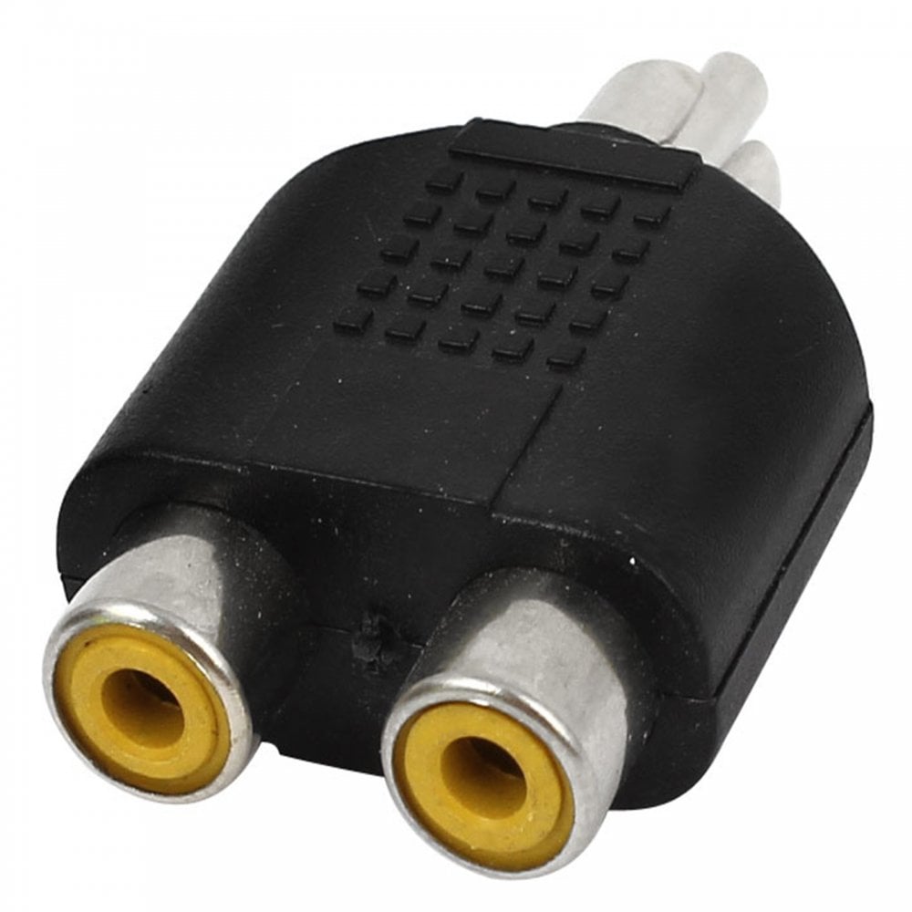 RCA Phono Male Plug to Twin RCA Phono Female Socket Adaptor
