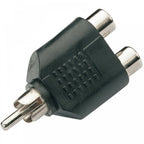RCA Phono Male Plug to Twin RCA Phono Female Socket Adaptor