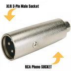 RCA Phono Socket Female to 3 Pin XLR Male Socket Adaptor