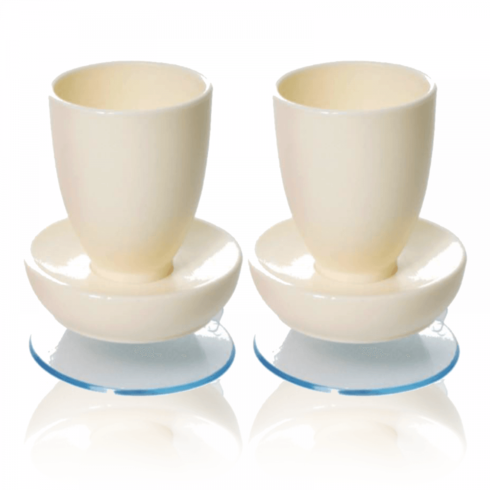 Pair of Egg Cups with Suction Base Eating Mobility Aid White