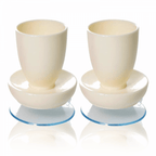 Pair of Egg Cups with Suction Base Eating Mobility Aid White