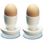 Pair of Egg Cups with Suction Base Eating Mobility Aid White