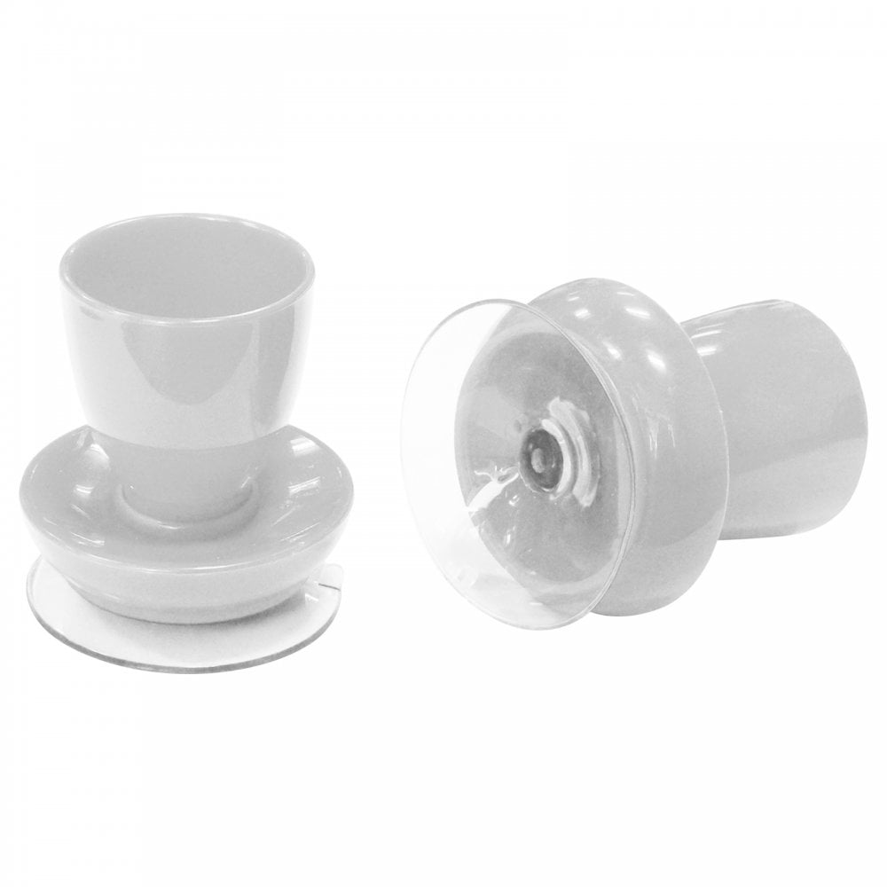 Pair of Egg Cups with Suction Base Eating Mobility Aid White