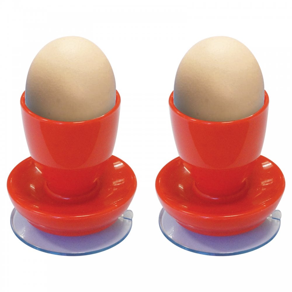 Pair of Egg Cups with Suction Base Eating Mobility Aid Red