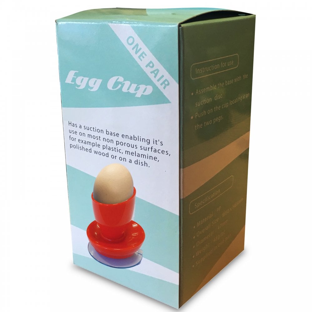 Pair of Egg Cups with Suction Base Eating Mobility Aid Red