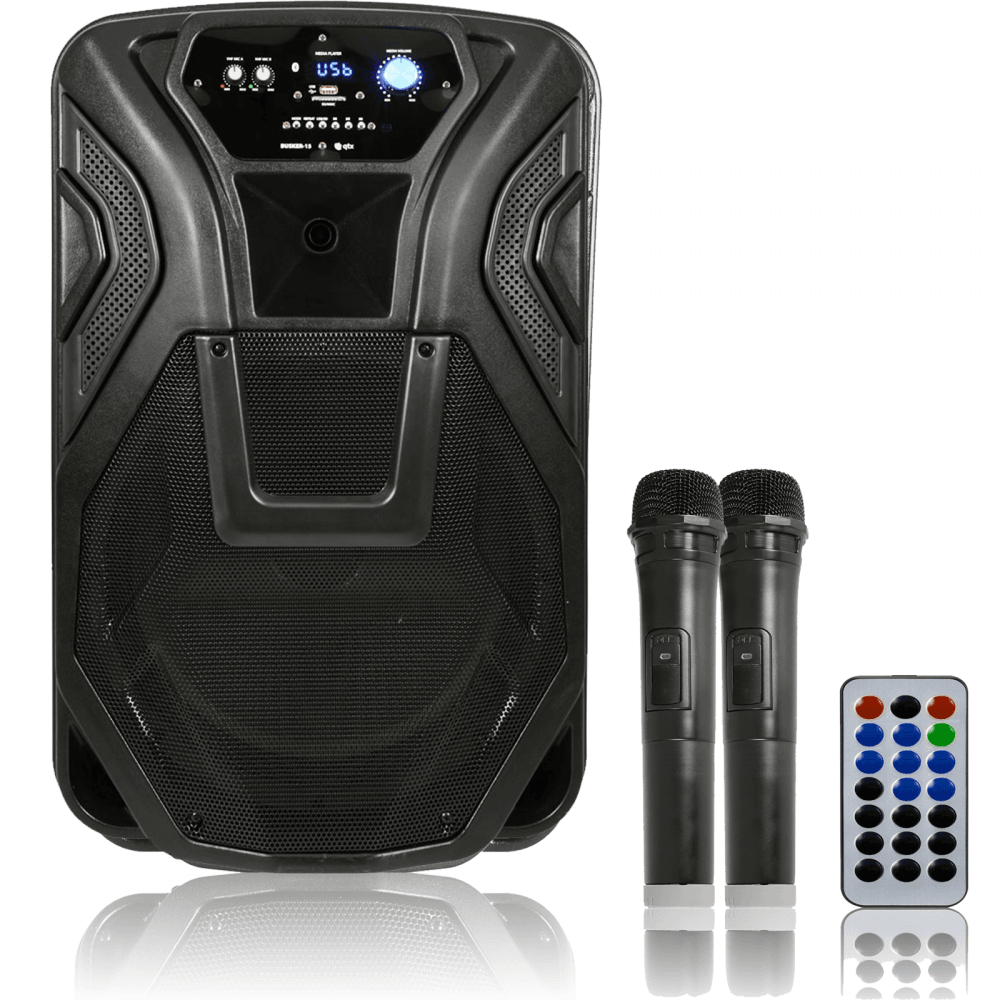 15" Busker PA with VHF Mics & Media Player
