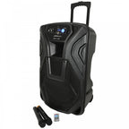 15" Busker PA with VHF Mics & Media Player