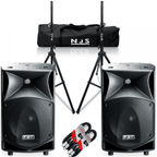 2 x JMAXX 12 Active 900w Speaker inc Stands & Case