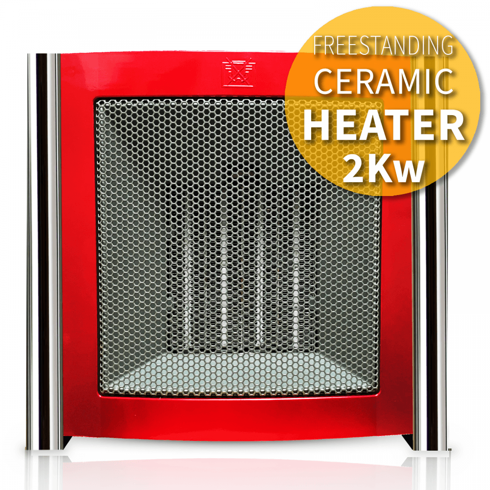 2kW Upright Red Square Ceramic Heater