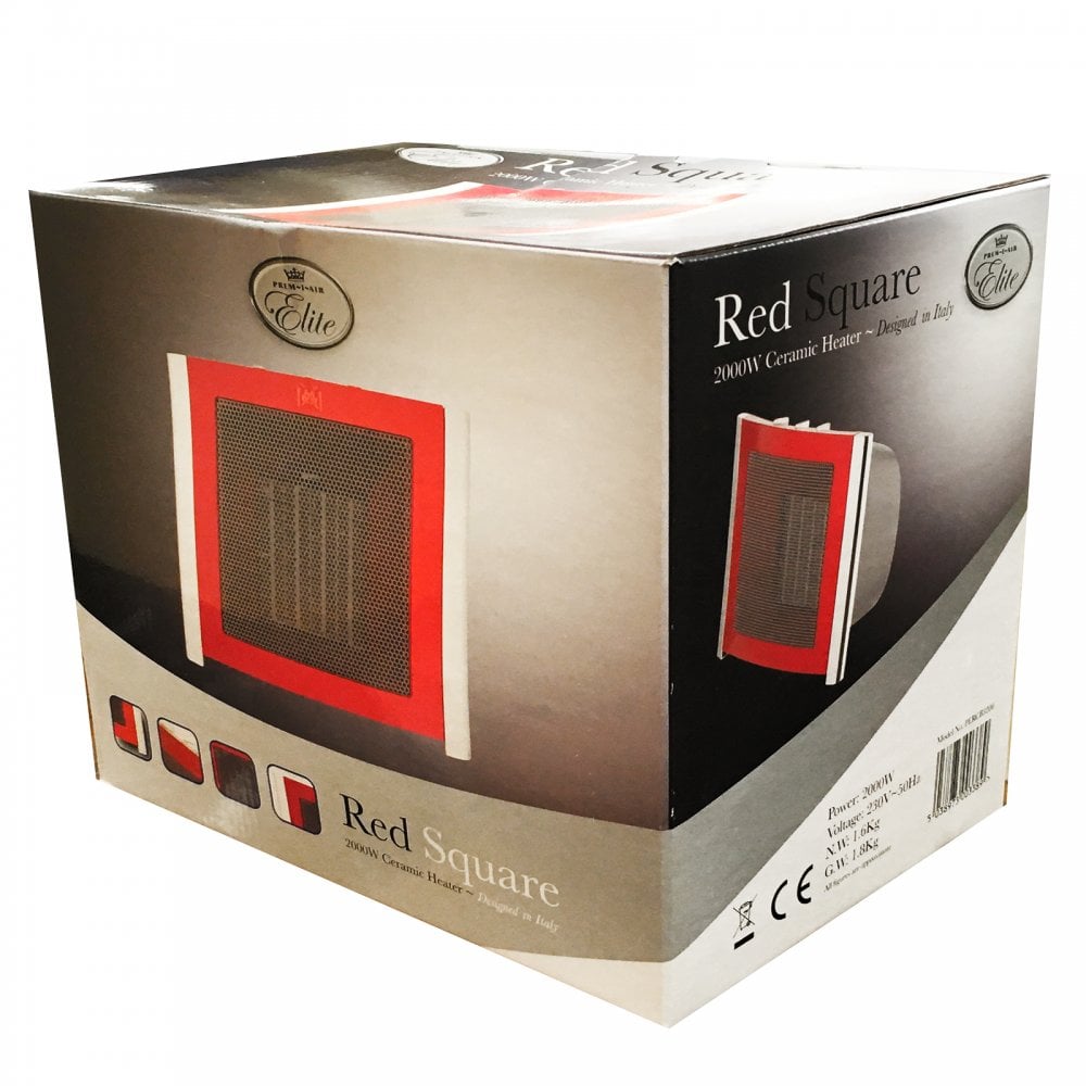 2kW Upright Red Square Ceramic Heater