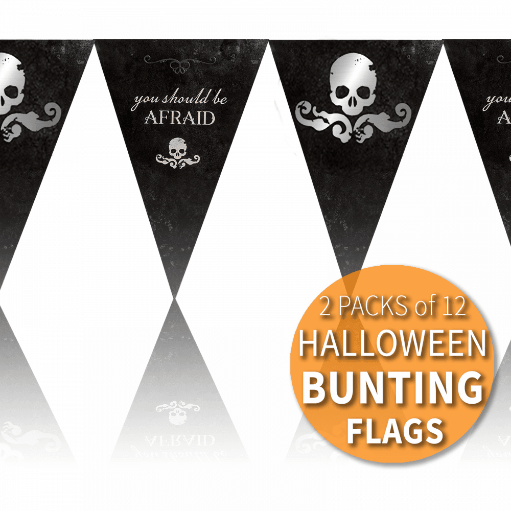2 Packs Halloween Party 12 Flag Bunting Skulls