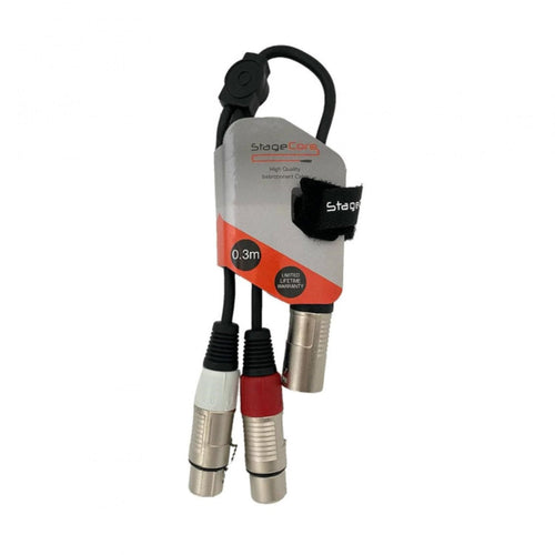 3 Pin 1x Male XLR - 2x Female XLR 0.3m Pro Quality Audio Adaptor Cable
