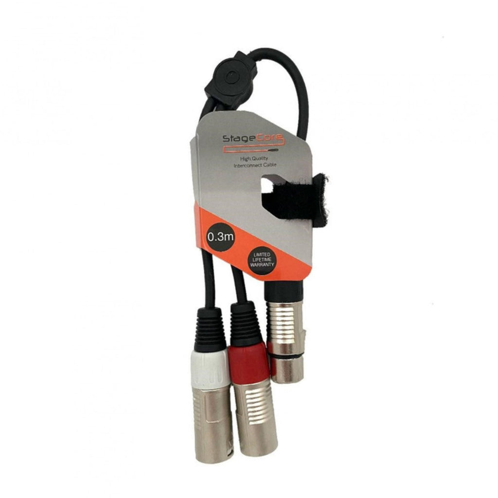 3 Pin 1x Female XLR - 2x Male XLR 0.3m Pro Quality Audio Adaptor Cable