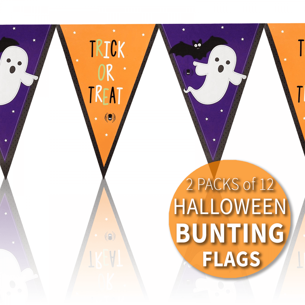 2 Packs Halloween Party 12 Flag Bunting Trick and Treat