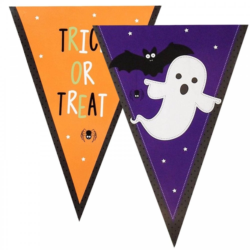2 Packs Halloween Party 12 Flag Bunting Trick and Treat