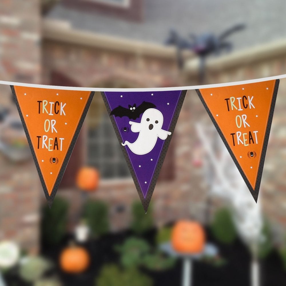 2 Packs Halloween Party 12 Flag Bunting Trick and Treat
