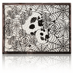 Halloween Black Lace Tablecloth Skulls and Roses