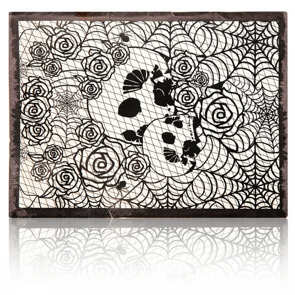 Halloween Black Lace Tablecloth Skulls and Roses
