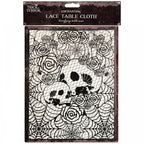Halloween Black Lace Tablecloth Skulls and Roses