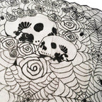 Halloween Black Lace Tablecloth Skulls and Roses