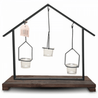 Rustic Wood and Metal Frame Tee Light Holder