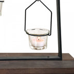 Rustic Wood and Metal Frame Tee Light Holder