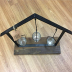 Rustic Wood and Metal Frame Tee Light Holder