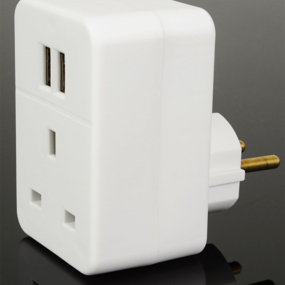 UK to Europe Travel Adaptor with Twin USB