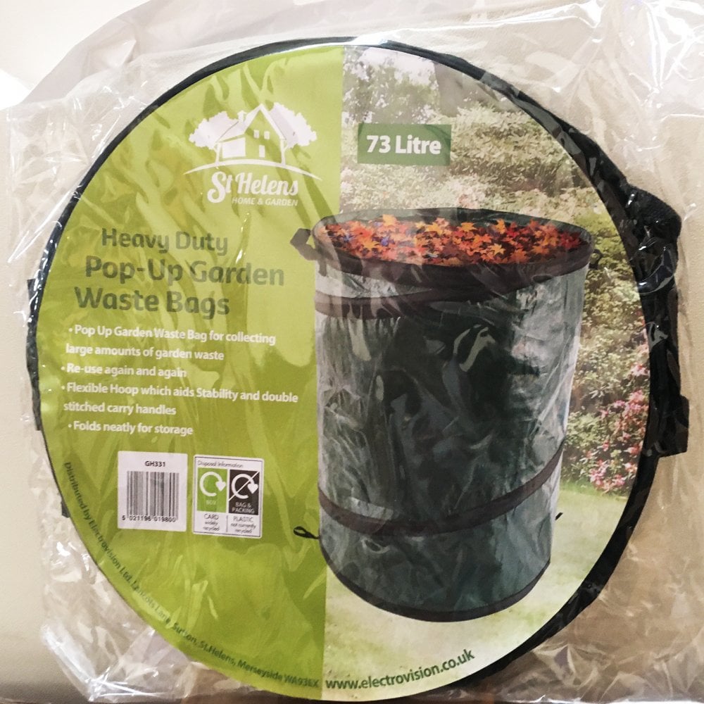 Garden Pop Up Bin Carry Handles & Tipping Strap Waste Refuse Grass Leaves