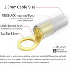 Black Red 3.5mm Cable 8.5mm Crimp Ring Set of 4