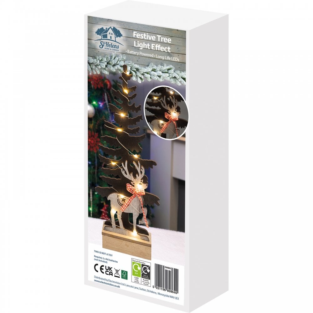 Wooden Christmas Tree LED Light Effect Battery Operated