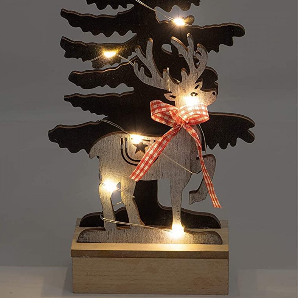 Wooden Christmas Tree LED Light Effect Battery Operated