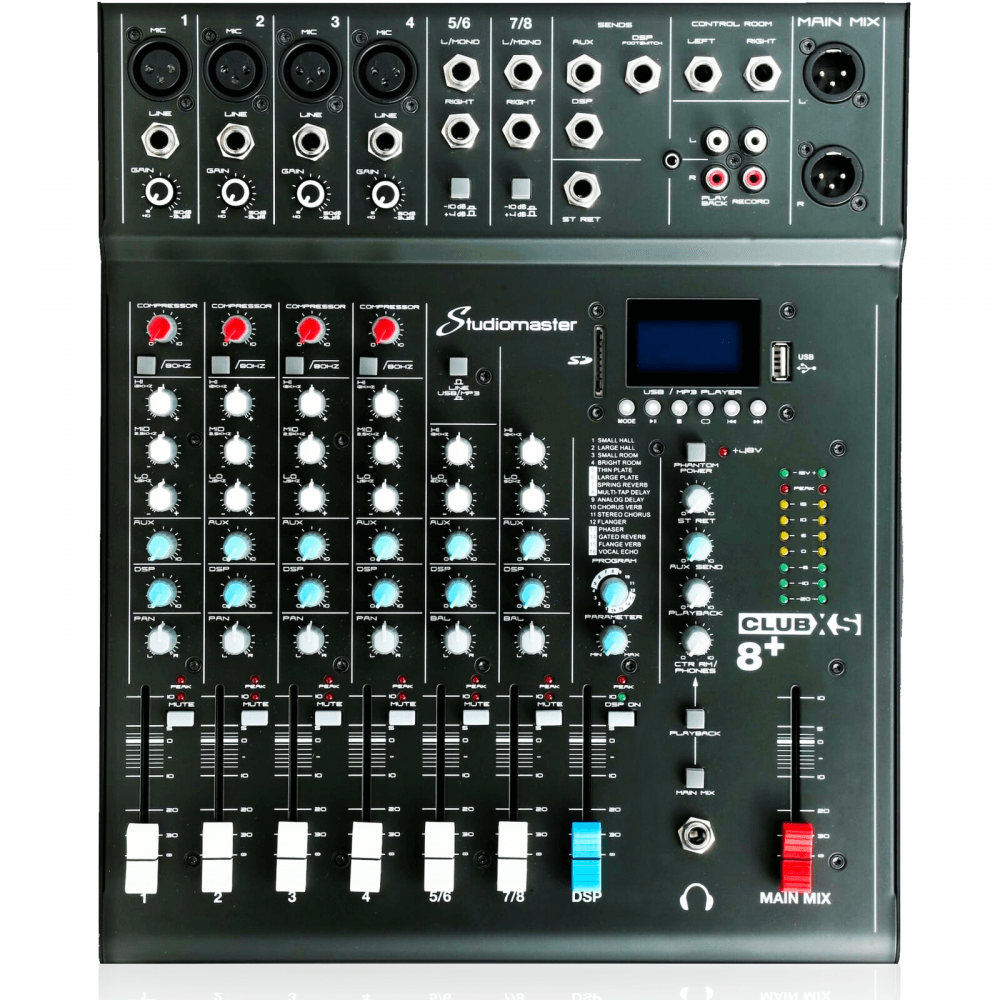 8 Channel Mixer Desk USB SD Recorder 16 DSP Effects