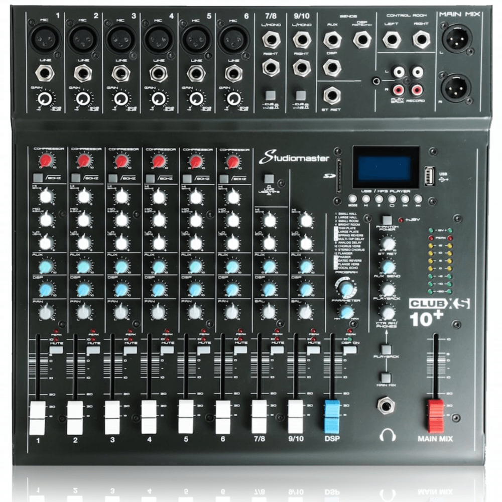 10 Channel Mixer Desk USB SD Recorder - 2020 + Version With Footswitch Socket
