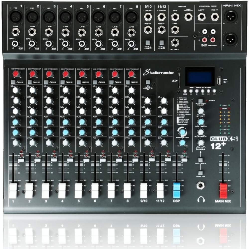 12 Channel Mixer Desk USB SD Recorder - 2020 + Version With Footswitch Socket