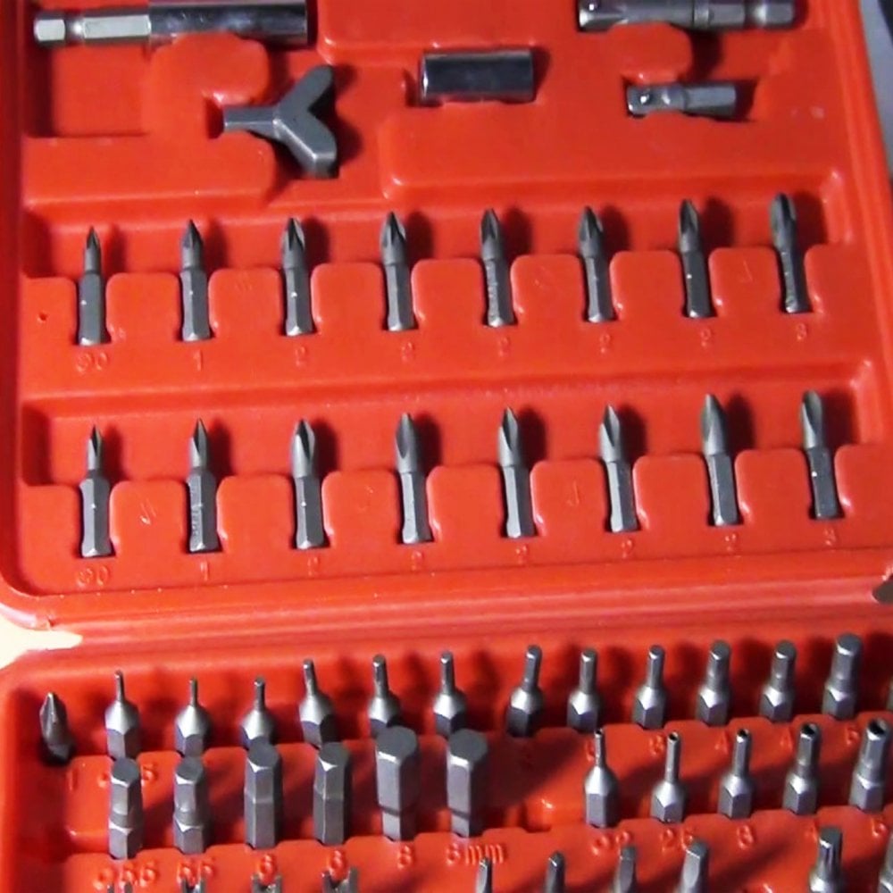 100pc All Purpose CV Power Bit Set & Adaptors Inc Case