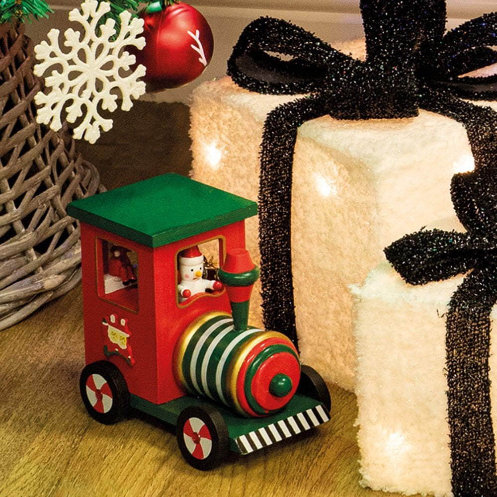 Wooden Christmas Train Music Box