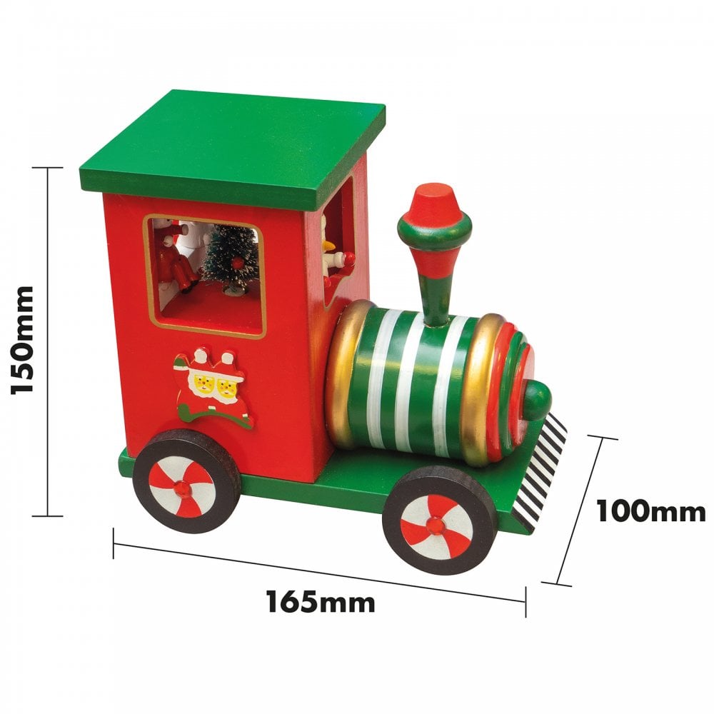 Wooden Christmas Train Music Box