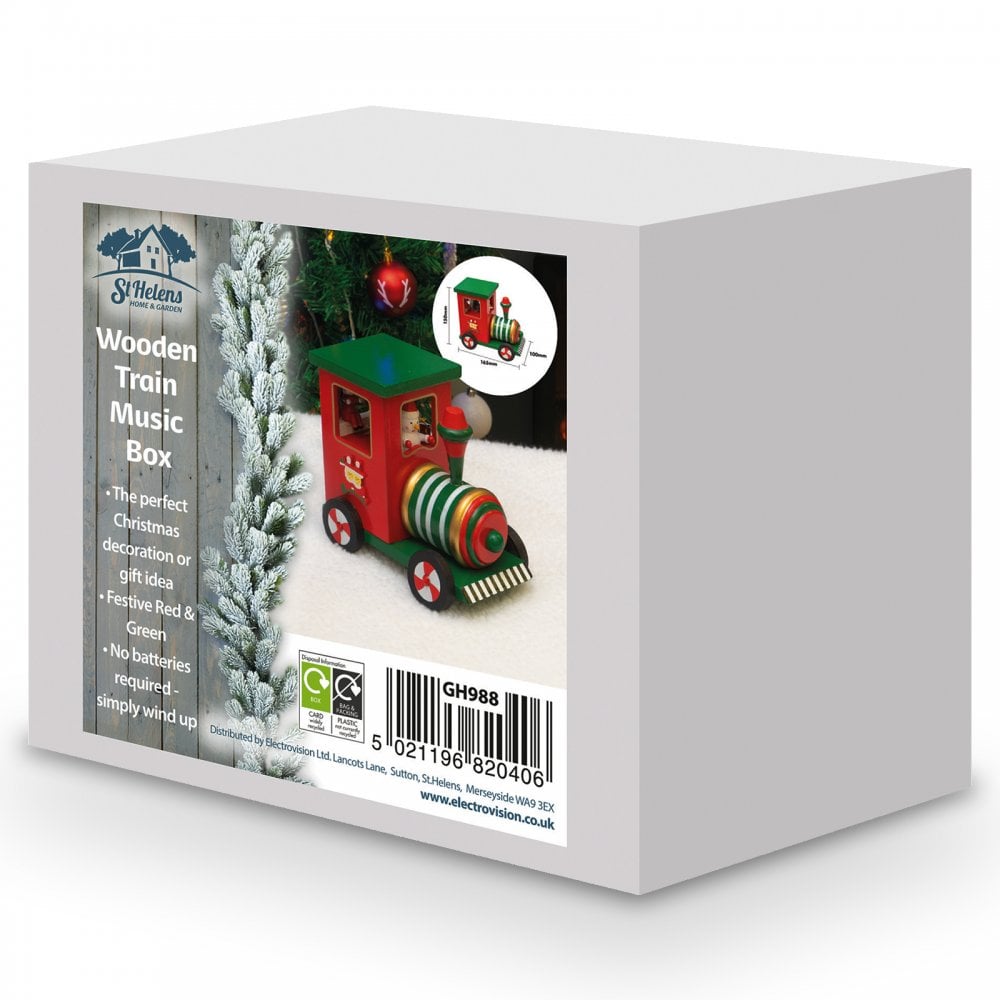 Wooden Christmas Train Music Box