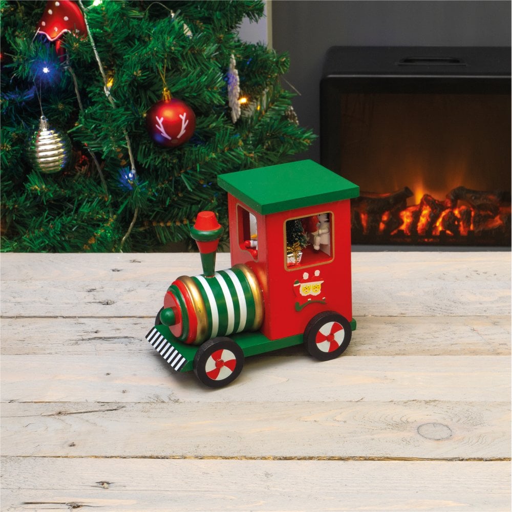 Wooden Christmas Train Music Box