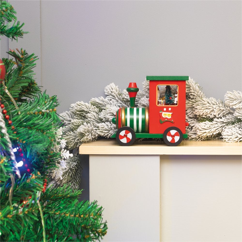 Wooden Christmas Train Music Box