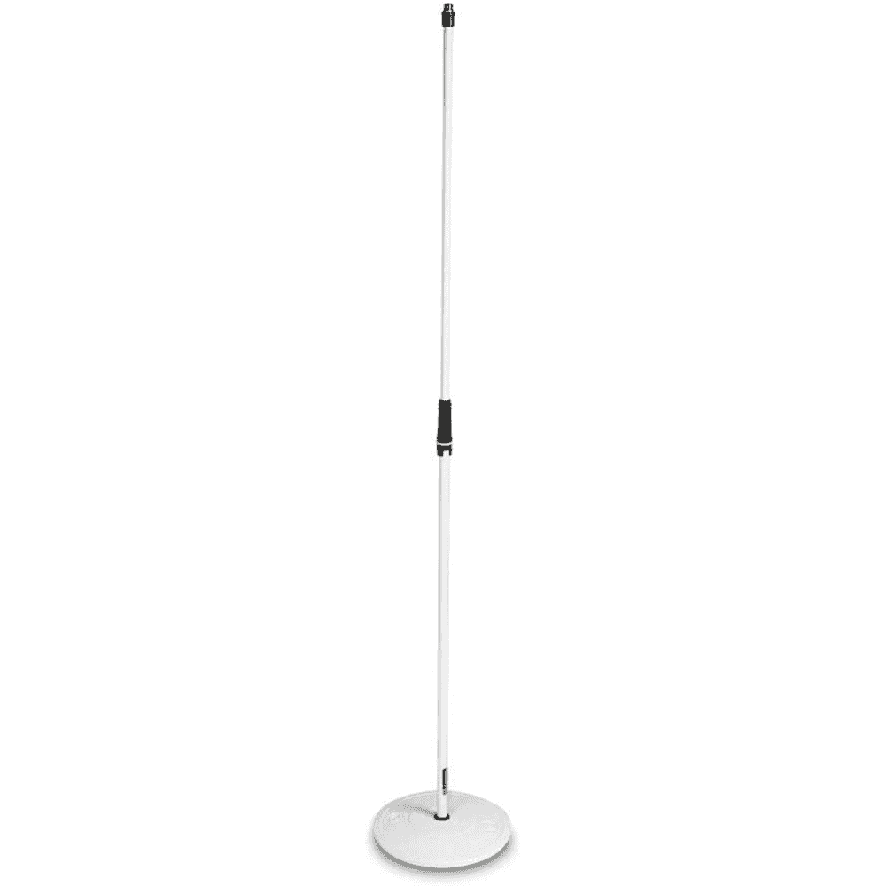 Height Adjustable Straight Microphone Stand Round Base White