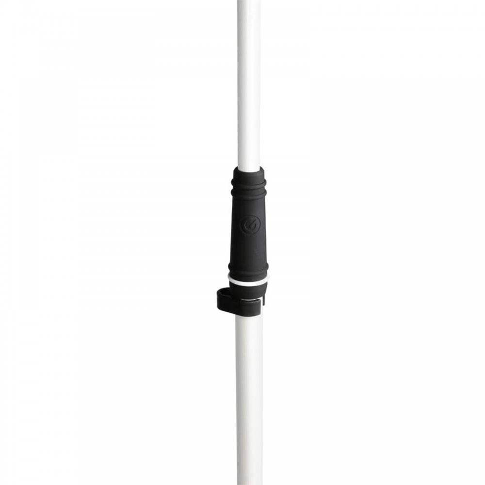Height Adjustable Straight Microphone Stand Round Base White